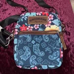 Unionbay Floral Crossbody Bag - Blue and Brown